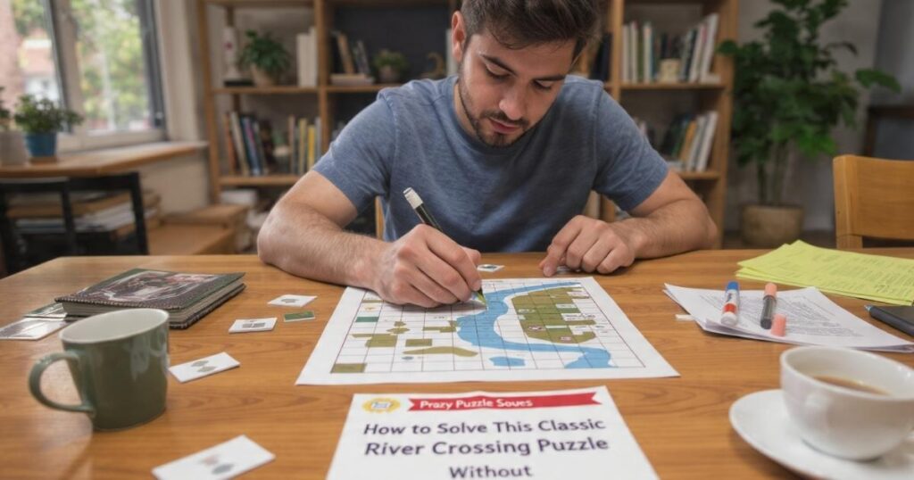 how to solve this classic river crossing puzzle without getting stuck