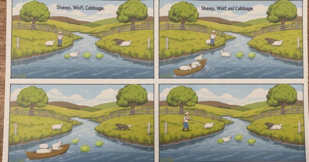 sheep wolf cabbage riddle explained step by step