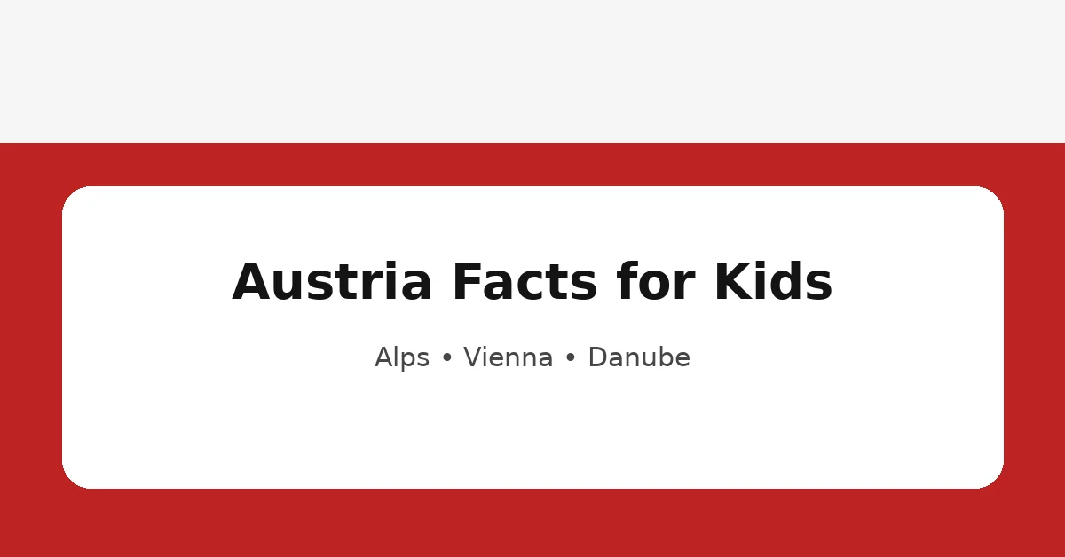 Austria facts for kids educational graphic about the Alps, Vienna and Danube