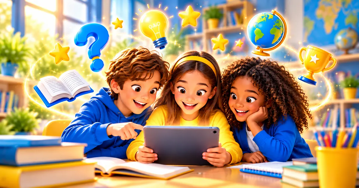 Kids enjoying riddles, trivia and learning together