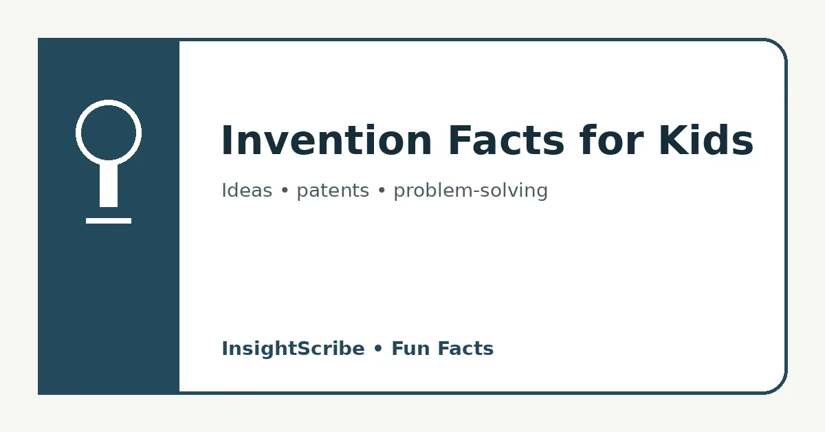 Invention facts for kids educational graphic about ideas, patents and problem-solving