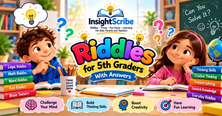 5th grade students solving mixed-subject riddles with answers