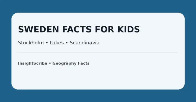 Sweden facts for kids educational graphic about Stockholm, lakes and Scandinavia