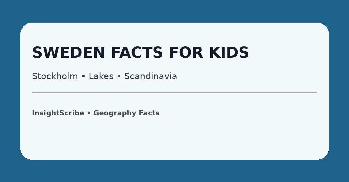 Sweden facts for kids educational graphic about Stockholm, lakes and Scandinavia