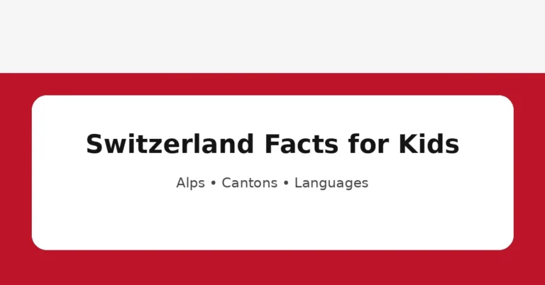 Switzerland facts for kids educational graphic about the Alps, cantons and languages
